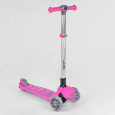 Акція на Самокат детский трехколесный со складным алюминиевым рулем + 4 колеса Pu со светом Best Scooter Pink (89685) від Stylus