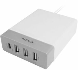 Акція на Macally Wall Charger 3xUSB 2.4A and USB-C 3A White (HOME72UC-EU) від Y.UA