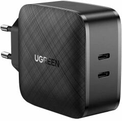 Акция на Ugreen Wall Charger 2хUSB-C CD216 66W Black (70867) от Y.UA