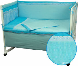 Акція на Комплект постільної білизни + бортик в дитяче ліжечко Руно Бязь 112x147 (977КУ_Блакитний) від Rozetka