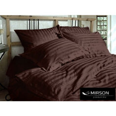 Акция на Комплект постільної білизни MirSon Сатин Premium-страйп Lorenzo 200х220 от Rozetka