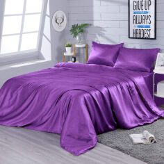 Акція на Комплект постільної білизни Zastelli Сімейний 145x210x2 см Dark Lilac Штучний шовк від Rozetka