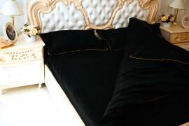 Акція на Комплект постільної білизни MirSon Сатин Premium Corner Black Pearl 160x220 см від Rozetka