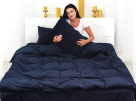 Акция на Комплект постільної білизни MirSon Велюр Winter Frost 28-0006 Navy blue Velvet King Size от Rozetka