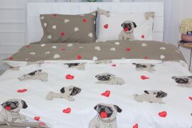 Акція на Комплект постільної білизни Бязь 17-0566 Pug-dog 175х210 від Rozetka