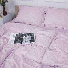 Акція на Комплект постільної білизни MirSon Satin Stripe 30-0007 Pink 220х240 King Size від Rozetka