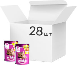 Акція на Упаковка влажного корма для котов Whiskas c курицей в желе 28 шт по 85 г (5900951263422) від Rozetka UA