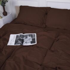 Акція на Комплект постільної білизни MirSon Satin Stripe 30-0006 Dark Brown 220х240 King Size від Rozetka