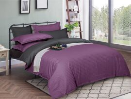 Акція на Комплект постільної білизни MirSon Satin Stripe 30-0009 + 30-0012 Violetta 175х210 Двоспальний від Rozetka