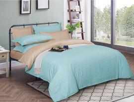 Акція на Комплект постільної білизни MirSon Satin Stripe 30-0013 + 30-0004 Rovena 175х210 Двоспальний від Rozetka