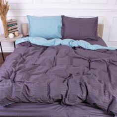 Акція на Комплект постільної білизни MirSon King Size 220х240 30-0015 + 30-0011 Skylly Satin Stripe від Rozetka