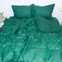 Акция на Комплект постільної білизни MirSon Satin Stripe 30-0017 Green 200х220 Євро от Rozetka