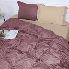 Акція на Комплект постільної білизни MirSon Satin Stripe 30-0008 + 30-0004 Waleis 200х220 Євро від Rozetka