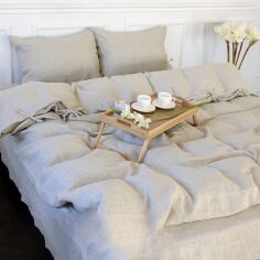 Акція на Комплект MirSon Сімейний 160х220х2 Льон Organic Natural Line Natural Linen Grey sky від Rozetka