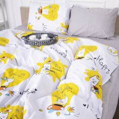 Акція на Комплект постільної білизни MirSon Бязь 17-0574 Good Morning Cat 200x220 см від Rozetka