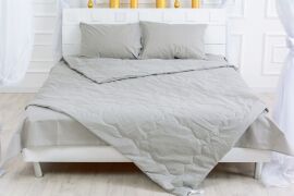 Акция на Літній постільний комплект MirSon №2607 Silk Kapok 16-5703 Light Gray Ковдра + 2 подушки 50x70 + 2 наволочки + простирадло от Rozetka