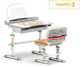 Акция на Комплект мебели Evo-kids Evo-18 (стул+стол+полка+лампа) Белый-серый (Evo-18 G) от Rozetka UA