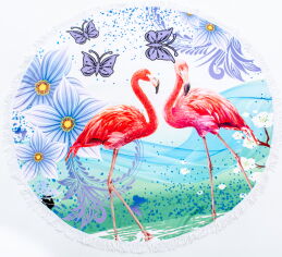 Акция на Пляжний рушник MirSon №5053 Summer Time Bright flamingo 150x150 см от Rozetka