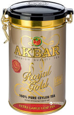 Акція на Чай чорний Akbar Royal Gold Цейлонський крупнолистовий 150 г в жерстяній банці від Rozetka