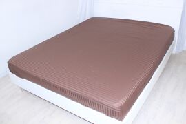 Акція на Простирадло на резинці MirSon двоспальне 180x200+25 см 30-0006 Dark Brown Satin Stripe від Rozetka