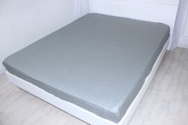 Акція на Простирадло на резинці MirSon двоспальне 180x200+25 см 30-0010 Light Gray Satin Stripe від Rozetka
