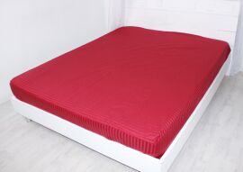 Акція на Простирадло на резинці MirSon двоспальне 180x200+25 см 30-0018 Red Satin Stripe від Rozetka