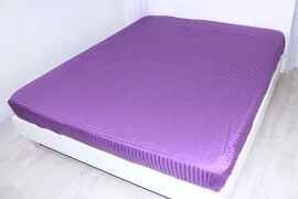 Акция на Простирадло MirSon на резинці - висота 25 см Satin Stripe 30-0009 Purple 150х190 см от Rozetka