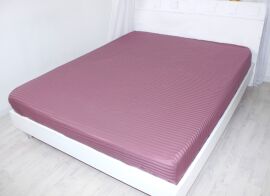 Акція на Простирадло на резинці MirSon двоспальне 150x200+25 см 30-0008 Smoky Pink Satin Stripe від Rozetka