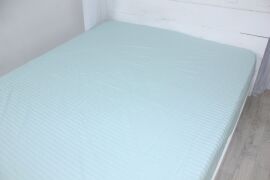 Акція на Простирадло на резинці MirSon двоспальне 150x190+25 см 30-0013 Azure Satin Stripe від Rozetka