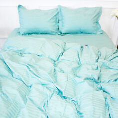 Акція на Простирадло MirSon двоспальне 180x220 см 30-0015 Green Wave Satin Stripe від Rozetka