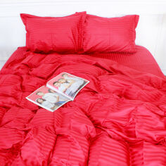 Акція на Простирадло MirSon двоспальне 180x220 см 30-0018 Red Satin Stripe від Rozetka