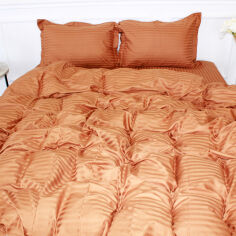Акція на Простирадло MirSon двоспальне 200x220 см 30-0005 Brown Satin Stripe від Rozetka