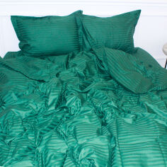 Акція на Простирадло MirSon двоспальне 200x220 см 30-0017 Green Satin Stripe від Rozetka