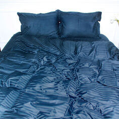 Акція на Простирадло MirSon Satin Stripe 30-0021 Dark Blue 240х260 см від Rozetka