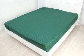 Акція на Простирадло на резинці MirSon двоспальне 140x190+25 см 30-0017 Green Satin Stripe від Rozetka