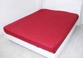 Акція на Простирадло на резинці MirSon двоспальне 140x190+25 см 30-0018 Red Satin Stripe від Rozetka