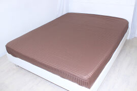 Акція на Простирадло на резинці MirSon полуторне 120x190+25 см 30-0006 Dark Brown Satin Stripe від Rozetka