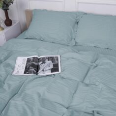 Акція на Простирадло MirSon евро 220x240 см 30-0015 Green Wave Satin Stripe від Rozetka