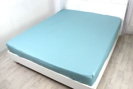 Акція на Простирадло на резинці MirSon двоспальне 150x200+25 см 30-0015 Green Wave Satin Stripe від Rozetka