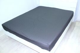 Акція на Простирадло на резинці MirSon двоспальне 180x190+25 см 30-0012 Dark Gray Satin Stripe від Rozetka