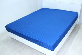 Акція на Простирадло на резинці MirSon двоспальне 150x190+25 см 30-0019 Blue Satin Stripe від Rozetka