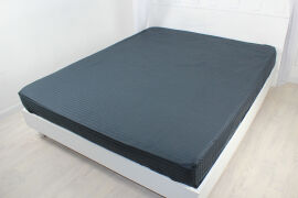 Акція на Простирадло на резинці MirSon двоспальне 180x200+25 см 30-0021 Dark Blue Satin Stripe від Rozetka