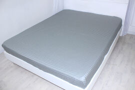 Акція на Простирадло на резинці MirSon євро 200x220+25 см 30-0010 Light Gray Satin Stripe від Rozetka