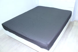 Акція на Простирадло на резинці MirSon односпальне 80x190+25 см 30-0012 Dark Gray Satin Stripe від Rozetka