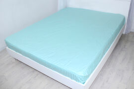 Акція на Простирадло на резинці MirSon полуторне 90x200+25 см 30-0014 Mint Satin Stripe від Rozetka