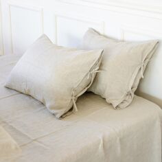 Акція на Простирадло на резинці Mirson Льон Natural Linen 90х190 см Grey sky від Rozetka