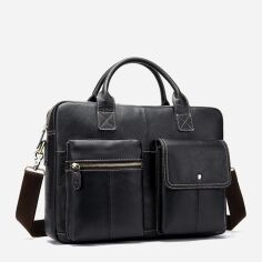 Акция на Сумка-портфель чоловіча шкіряна Vintage leather-14662 Чорна от Rozetka
