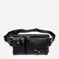 Акция на Чоловіча шкіряна сумка на пояс (бананка) Vintage leather-14734 Чорна от Rozetka