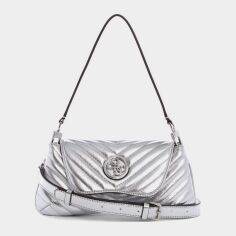 Акция на Сумка жіноча Guess Blackely Flap Over 62 Silver от Rozetka