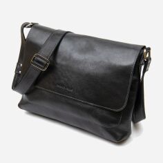 Акція на Чоловіча сумка шкіряна Grande Pelle leather-11429 Чорна від Rozetka